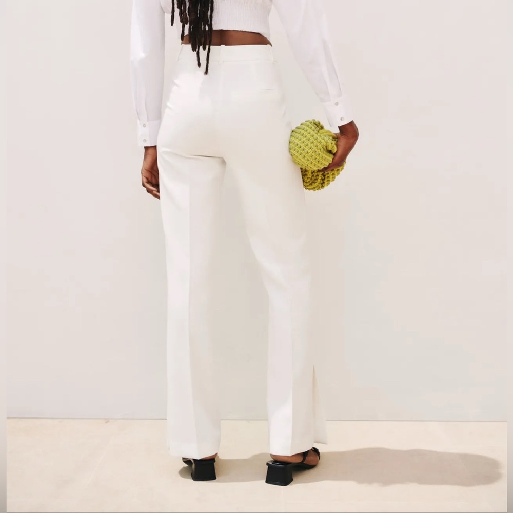 NWT ZARA WHITE STRAIGHT CUT PANTS WITH SLITS New With Tag